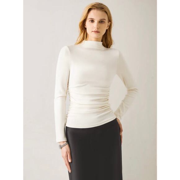 NWT S Thermal Ruched Sides Tuckable Mockneck Top - Picture 2 of 6